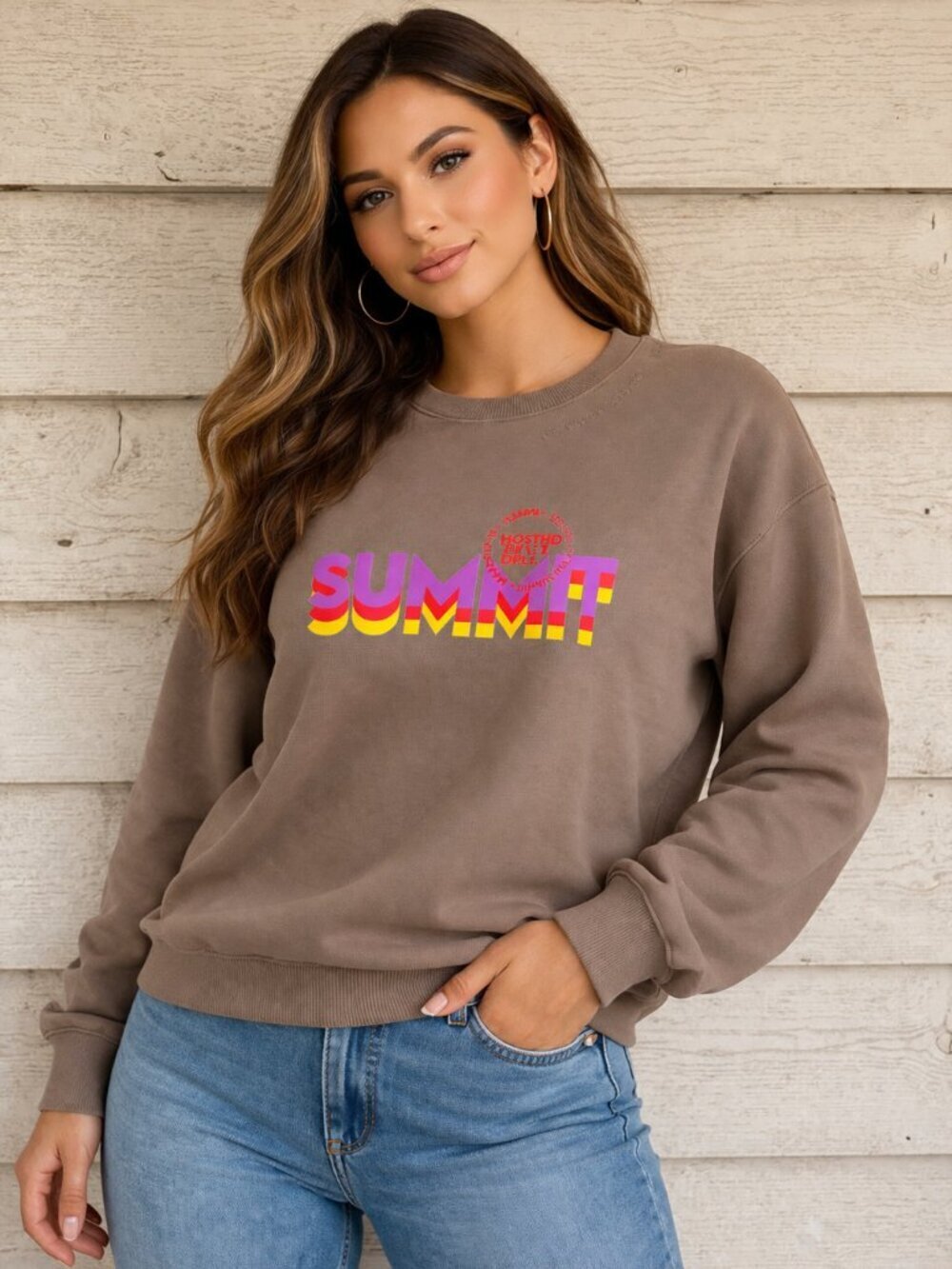 Puma x Lauren London “Summit” Graphic Crewneck Sweatshirt Brown Size Large